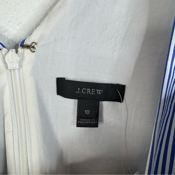 J. Crew NWT Blue Striped Rope Tie Waist V-Neck Sleeveless Dress Size 10 - Picture 4 of 7